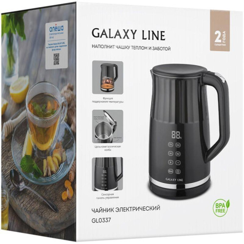 Чайник электрический Galaxy Line GL 0337 1.7л. 2200Вт черный корпус: металл/пластик (ГЛ0337Л)