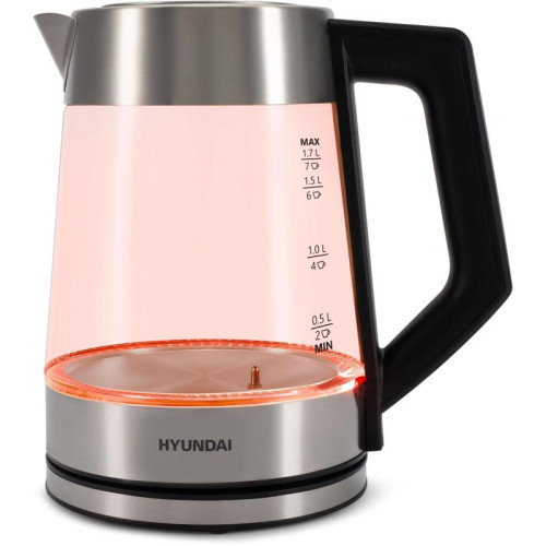 Чайник электрический Hyundai HYK-G4402 1.7л. 2200Вт черный/серебристый корпус: стекло