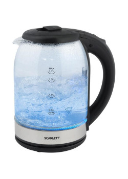 Чайник электрический Scarlett SC-EK27G10 1.7л. 1800Вт прозрачный/черный корпус: стекло/пластик