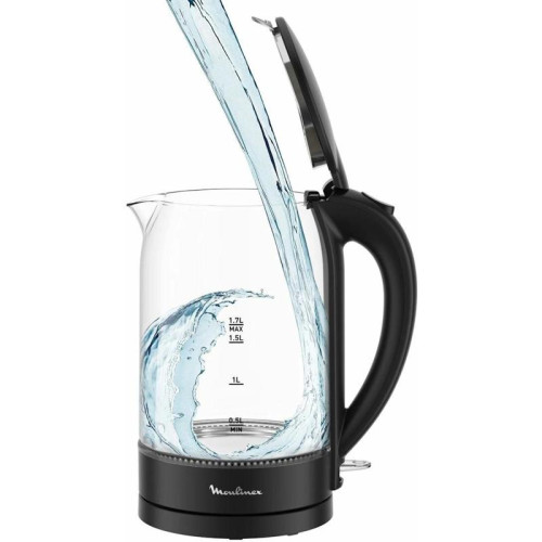 Чайник электрический Moulinex BY1S08F0 1.7л. 2200Вт черный/прозрачный корпус: стекло/пластик