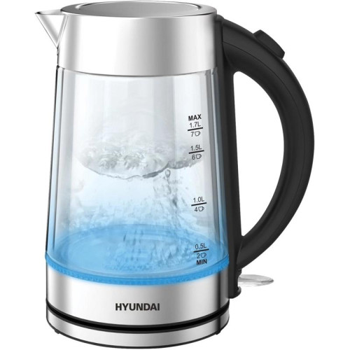 Чайник электрический Hyundai HYK-G7405 1.7л. 2200Вт черный/серебристый корпус: стекло