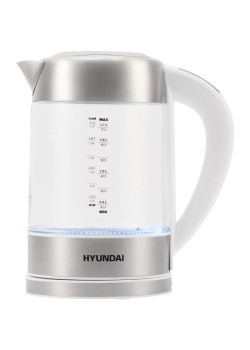 Чайник электрический Hyundai HYK-S5807 1.7л. 2200Вт белый/серебристый корпус: стекло/металл