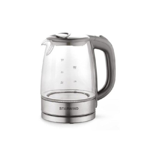 Чайник электрический Starwind SKG2315 1.7л. 2200Вт серый/серебристый корпус: стекло/металл/пластик
