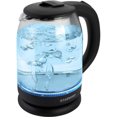 Чайник электрический Starwind SKG1779 1.8л. 1700Вт прозрачный/черный корпус: стекло