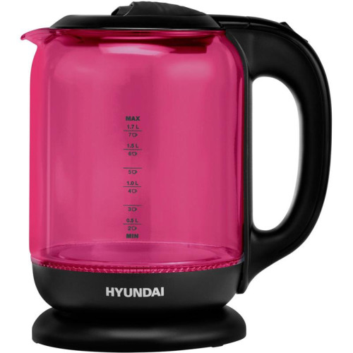 Чайник электрический Hyundai HYK-G4808 1.7л. 2200Вт малиновый/черный корпус: стекло