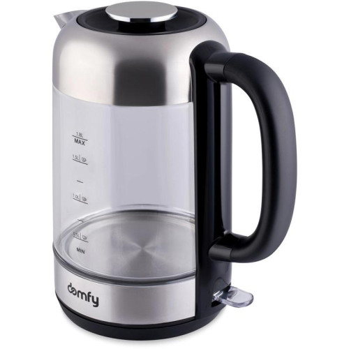 Чайник электрический Domfy DSM-EK401 1.8л. 2200Вт черный/прозрачный корпус: стекло/пластик