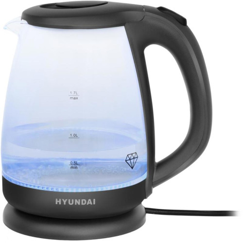 Чайник электрический Hyundai HYK-G1003 1.7л. 2200Вт серый корпус: стекло/пластик