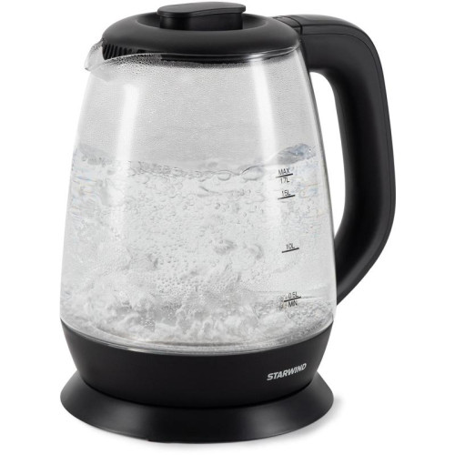 Чайник электрический Starwind SKS3036 1.7л. 2200Вт черный корпус: стекло