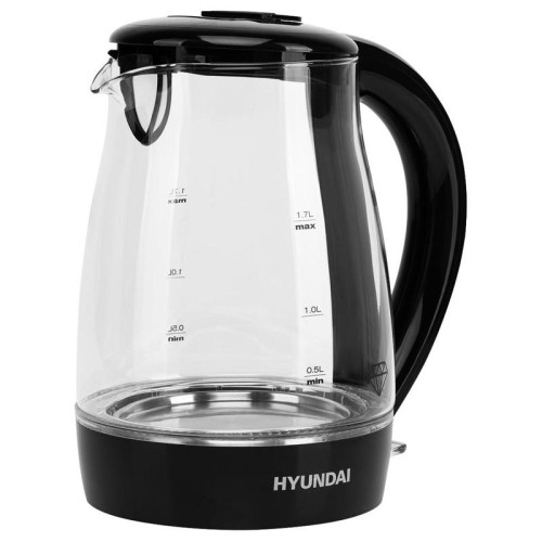 Чайник электрический Hyundai HYK-G2011 1.7л. 2200Вт черный корпус: стекло/пластик