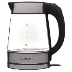 Чайник электрический Starwind SKG3311 1.7л. 2200Вт черный/серебристый корпус: стекло/металл/пластик
