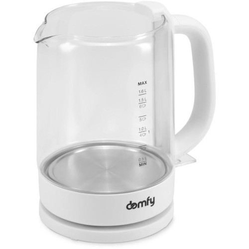 Чайник электрический Domfy DSW-EK304 1.7л. 2200Вт белый корпус: стекло/пластик