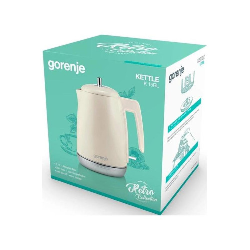 Чайник электрический Gorenje K15RL 1.7л. 2200Вт бежевый корпус: металл/пластик (742730)
