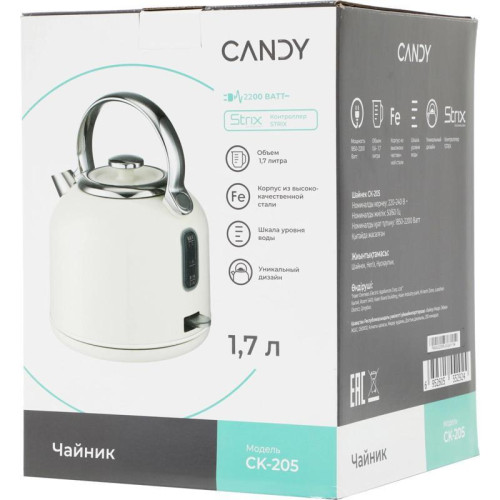 Чайник электрический Candy CK-205 1.7л. 2200Вт слоновая кость корпус: нерж.сталь Чайник электрический Candy CK-205 1.7л. 2200Вт слоновая кость корпус: нерж.сталь