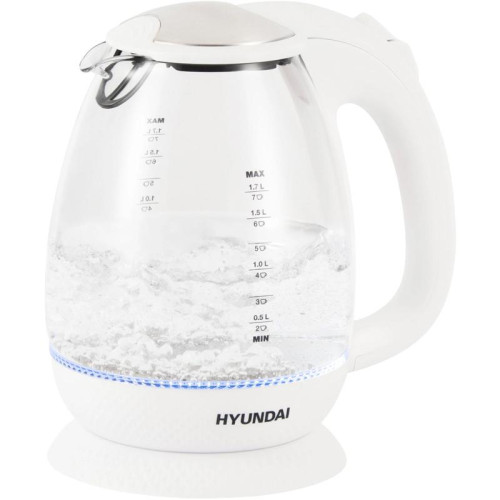 Чайник электрический Hyundai HYK-G3805 1.7л. 2200Вт белый/прозрачный корпус: стекло