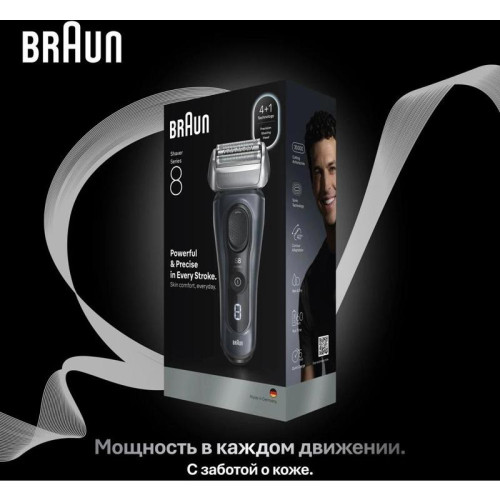 Бритва сетчатая/ Бритва сетчатая Braun Series 8 8603s реж.эл.:4 питан.:элек.сеть/аккум. серый/черный
