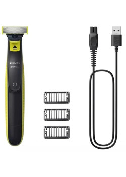 Бритва сетчатая/ Бритва сетчатая Philips OneBlade QP2724/10 реж.эл.:1 питан.:аккум. черный/зеленый