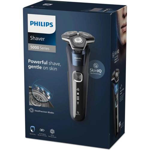 Бритва роторная/ Бритва роторная Philips S5885/10 реж.эл.:3 питан.:аккум. темно-синий