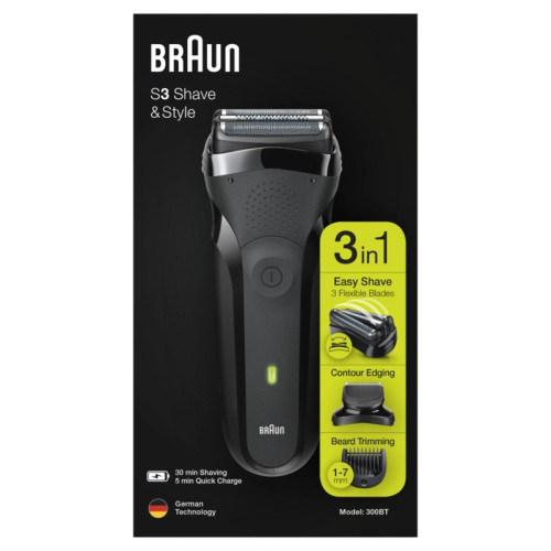 Бритва сетчатая/ Бритва сетчатая Braun Series 3 300BT реж.эл.:2 питан.:аккум. черный Бритва сетчатая/ Бритва сетчатая Braun Series 3 300BT реж.эл.:2 питан.:аккум. черный