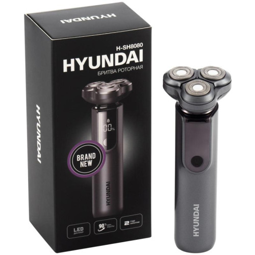 Бритва роторная/ Бритва роторная Hyundai H-SH8080 реж.эл.:3 питан.:аккум. серебристый