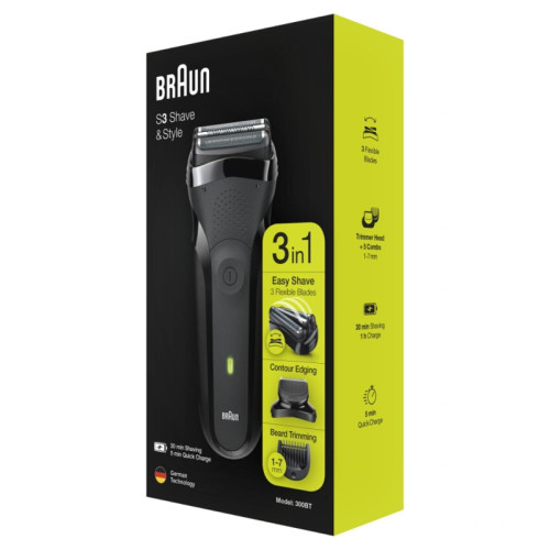 Бритва сетчатая/ Бритва сетчатая Braun Series 3 300BT реж.эл.:2 питан.:аккум. черный Бритва сетчатая/ Бритва сетчатая Braun Series 3 300BT реж.эл.:2 питан.:аккум. черный