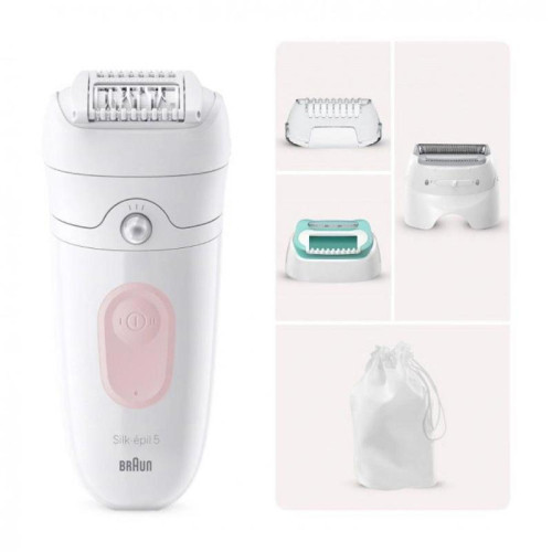 Эпилятор/ Эпилятор Braun SE5-050 скор.:2 насад.:4 от электр.сети от аккум. белый/розовый