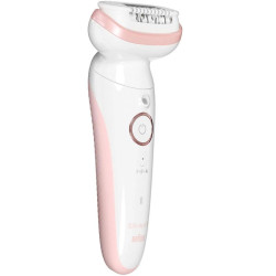 Эпилятор/ Эпилятор Braun SES9-030 скор.:2 насад.:3 от электр.сети от аккум. белый/розовый