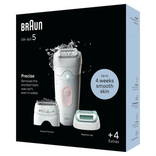 Эпилятор/ Эпилятор Braun SE5-050 скор.:2 насад.:4 от электр.сети от аккум. белый/розовый
