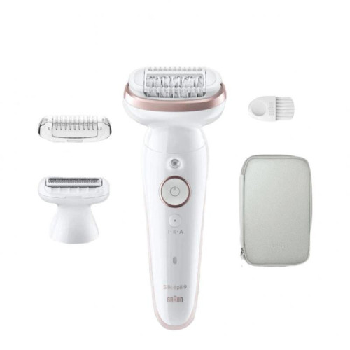 Эпилятор/ Эпилятор Braun SES9-030 скор.:2 насад.:3 от электр.сети от аккум. белый/розовый