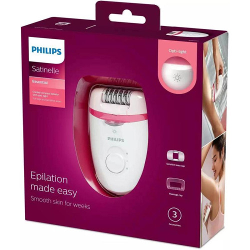 Эпилятор/ Эпилятор Philips BRE255/00 скор.:2 насад.:2 от электр.сети белый/красный