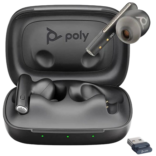 Гарнитура беспроводная/ Poly Voyager Free 60 UC Carbon Black Earbuds, BT700 USB A adapter, Basic Charge Case
