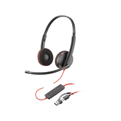 Poly Blackwire 3220 Stereo USB-C Headset +USB-C/A Adapter (Bulk)