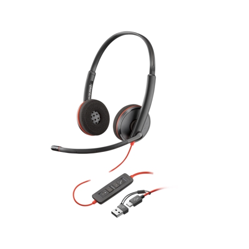 Poly Blackwire 3220 Stereo USB-C Headset +USB-C/A Adapter (Bulk)