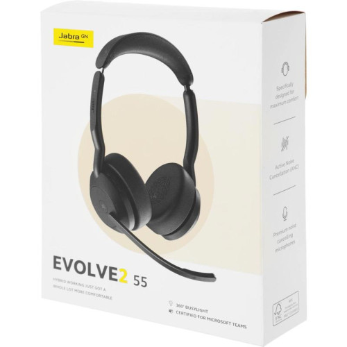 Наушники с микрофоном Jabra Evolve2 55 Link380a MS черный накладные BT оголовье (25599-999-999)