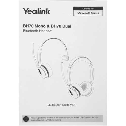 Гарнитура беспроводная/ Yealink BH70 Dual UC USB-A [1208664]
