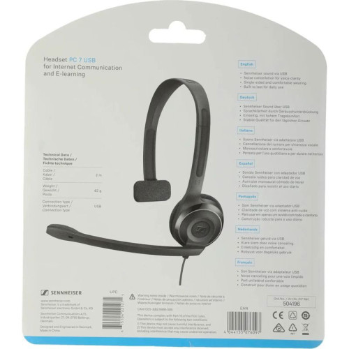 Проводная гарнитура/ Гарнитура EPOS / Sennheiser Headset PC 7, mono, USB, [1000431/504196]