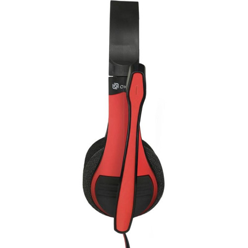 Наушники с микрофоном Оклик HS-M150 черный/красный 2.2м накладные оголовье (359486)