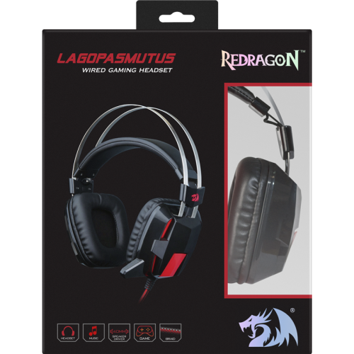 Redragon Игровая гарнитура Lagopasmutus 2 красный + черный, кабель 2 м