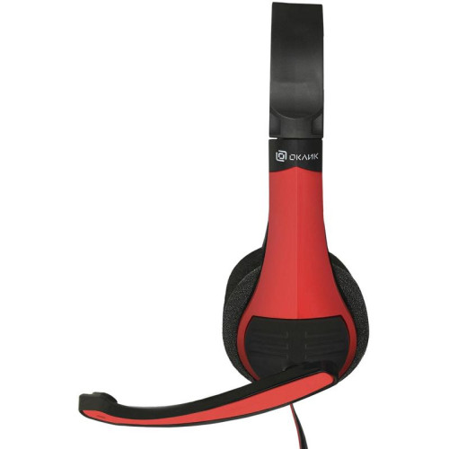 Наушники с микрофоном Оклик HS-M150 черный/красный 2.2м накладные оголовье (359486)