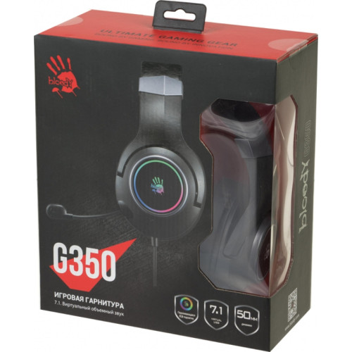 Наушники с микрофоном A4Tech Bloody G350 черный 2м мониторные USB оголовье (G350 USB/ BLACK) Наушники с микрофоном A4Tech Bloody G350 черный 2м мониторные USB оголовье (G350 USB/ BLACK)