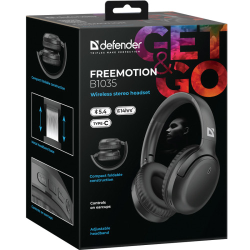 Defender Беспроводная гарнитура FreeMotion B1035 черный, микрофон, Bluetooth