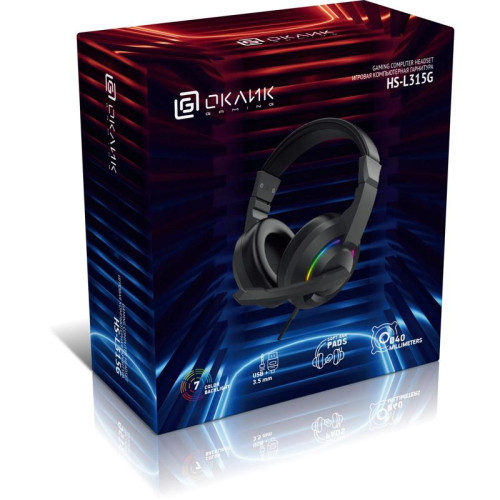 Наушники с микрофоном Oklick HS-L315G черный 1.8м накладные USB оголовье (2007552)