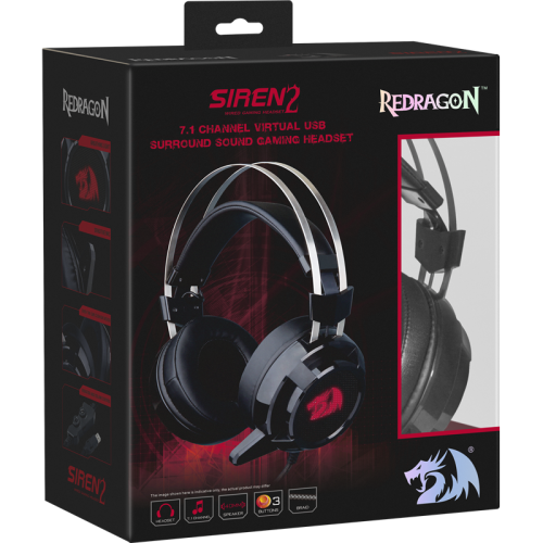 Redragon Игровая гарнитура Siren 2 объемный звук 7.1, кабель 2 м Redragon Игровая гарнитура Siren 2 объемный звук 7.1, кабель 2 м