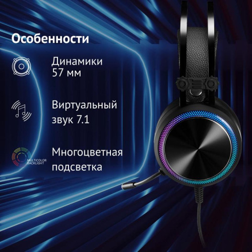 Наушники с микрофоном Oklick HS-L810G ANONYMOUS черный 2.2м мониторные оголовье (1460164)