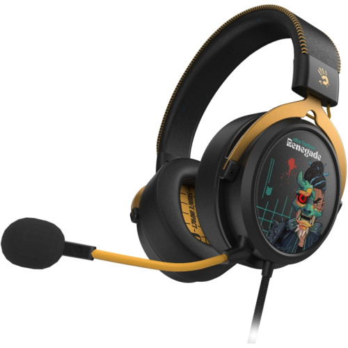 Наушники с микрофоном A4Tech Bloody M595 Renegade желтый/рисунок 2.3м мониторные USB оголовье (M595)