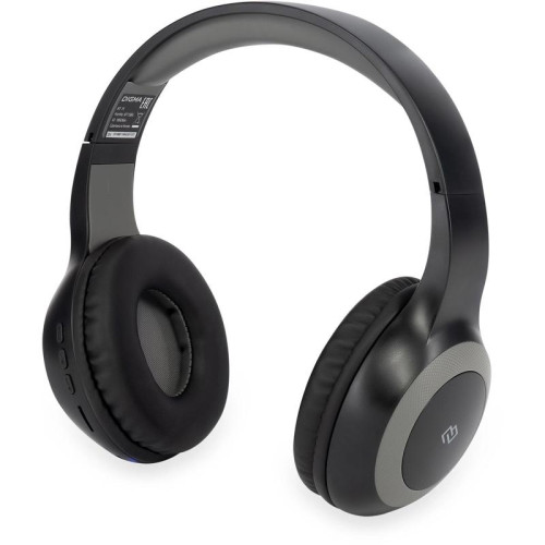 Гарнитура накладные Digma BT-15 черный/серый беспроводные bluetooth оголовье (BT-15BG)