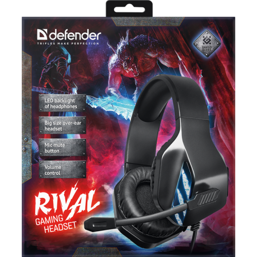 Defender Игровая гарнитура Rival черный, провод 2.2 м