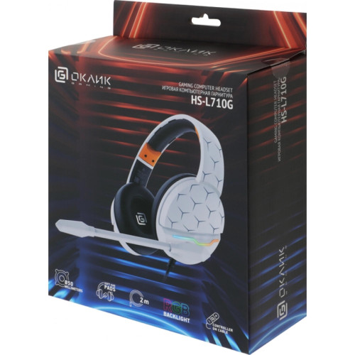 Наушники с микрофоном Oklick HS-L710G белый/черный 2м мониторные оголовье (1978693) Наушники с микрофоном Oklick HS-L710G белый/черный 2м мониторные оголовье (1978693)