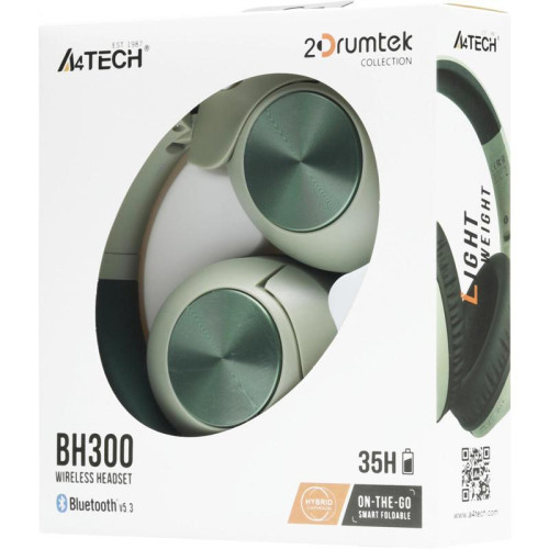 Наушники мониторные A4Tech 2Drumtek BH300 1м зеленый беспроводные bluetooth оголовье (BH300 MATCHA GREEN) Наушники мониторные A4Tech 2Drumtek BH300 1м зеленый беспроводные bluetooth оголовье (BH300 MATCHA GREEN)