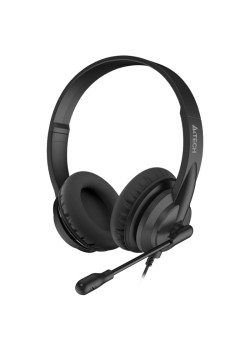 Наушники с микрофоном A4Tech HU-10 черный 2м накладные USB оголовье (HU-10/USB/BLACK)
