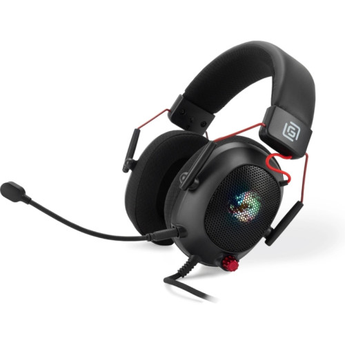 Наушники с микрофоном Oklick HS-L305G черный/красный 2м мониторные оголовье (2060511)